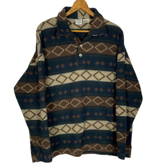 Vintage Other - Vintage 90s Northwest Territory Fleece Patterned Pullover Sweater Large